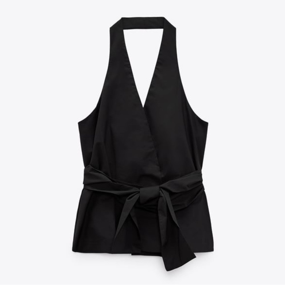 Zara - WRAP FRONT POPLIN TOP - SIZE Mediun